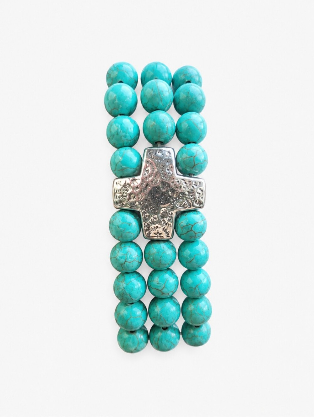 Silpada 925 Sterling Silver Triple Strand Turquoise Beaded Bracelet. - Picture 2 of 8